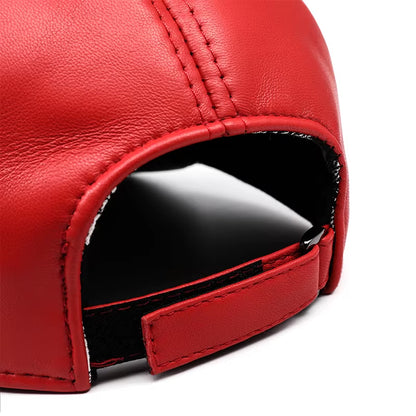 Unisex Chic Aple Leaf Genuine Leather Baseball Cap Men Women Thin Casual Winter Hat Young Korean Fashion Snapback Gorras Hombre