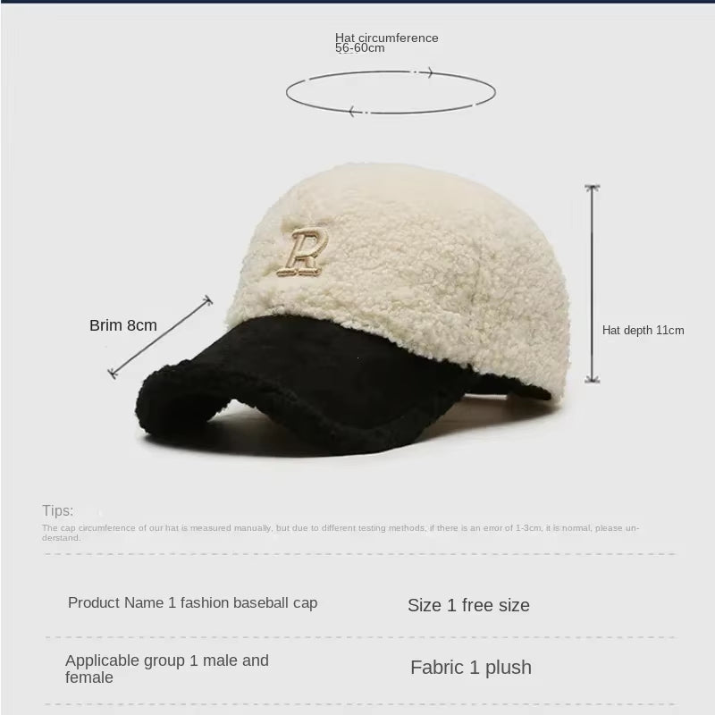 2023 Trendy Big Letter Embroidery Men Winter Hats White Brown Lambswool Baseball Cap for Women Warm Plush Trucker Hats Gorras
