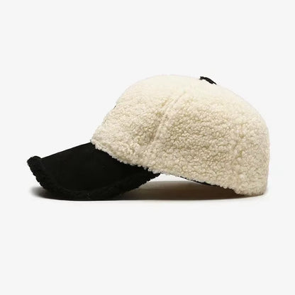 2023 Trendy Big Letter Embroidery Men Winter Hats White Brown Lambswool Baseball Cap for Women Warm Plush Trucker Hats Gorras