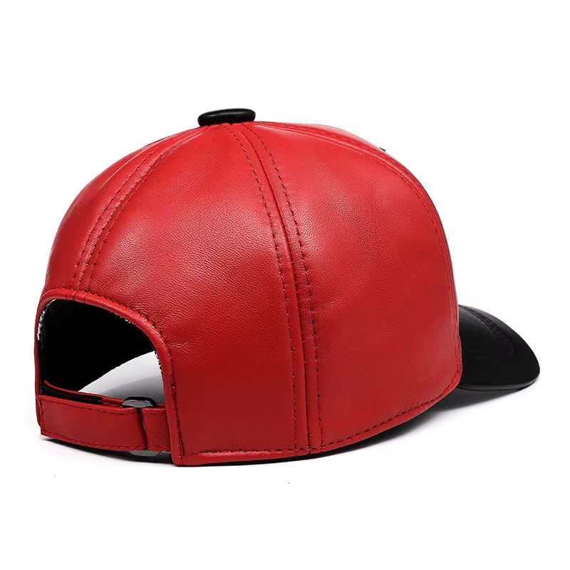 Unisex Chic Aple Leaf Genuine Leather Baseball Cap Men Women Thin Casual Winter Hat Young Korean Fashion Snapback Gorras Hombre