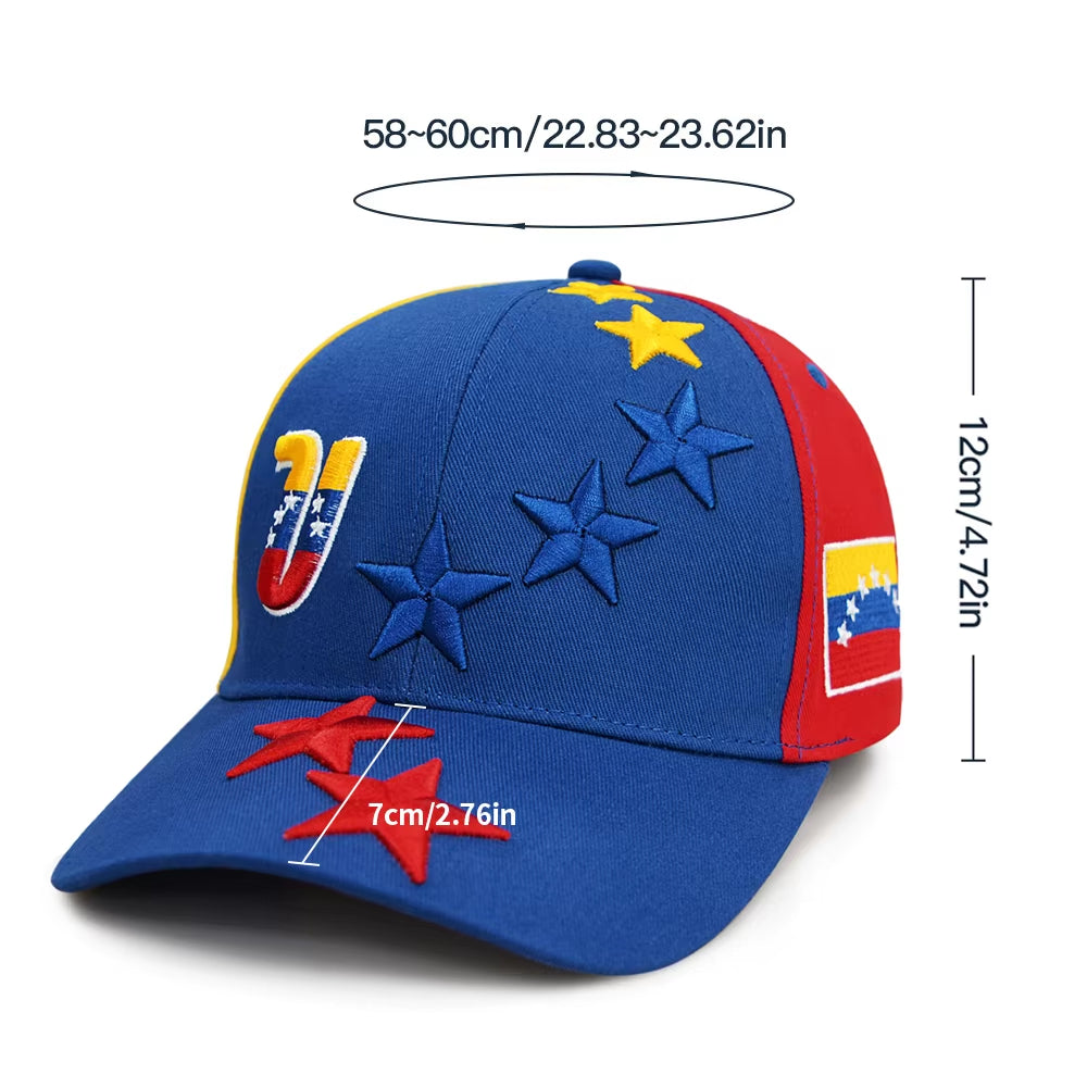 New Designed Venezuela Caps Gorras Cotton Twill Baseball Cap Embroidery 7 Stars Logo Venezuela Sports Cap Women Men Hats