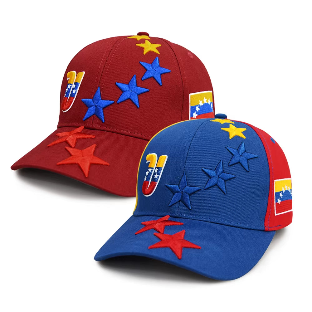 New Designed Venezuela Caps Gorras Cotton Twill Baseball Cap Embroidery 7 Stars Logo Venezuela Sports Cap Women Men Hats