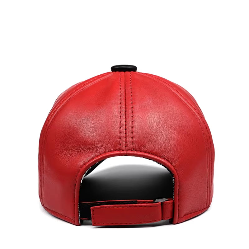 Unisex Chic Aple Leaf Genuine Leather Baseball Cap Men Women Thin Casual Winter Hat Young Korean Fashion Snapback Gorras Hombre