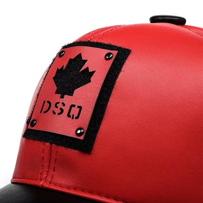 Unisex Chic Aple Leaf Genuine Leather Baseball Cap Men Women Thin Casual Winter Hat Young Korean Fashion Snapback Gorras Hombre