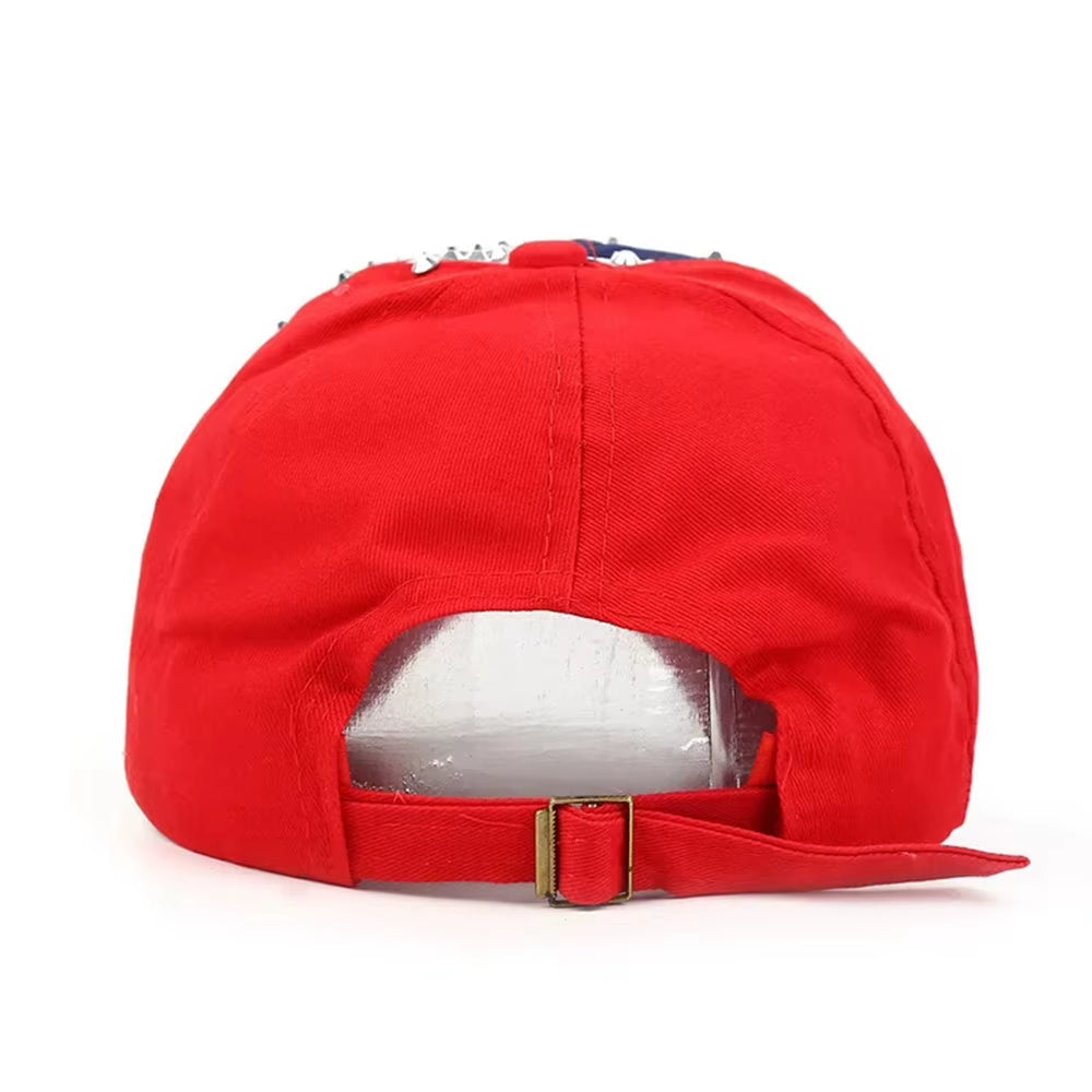 Men Women Baseball Cap USA Flag Diamond Rivet Brand Snapback Unisex Adjustable Rap Rock Hats Fashion Gorras